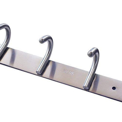 Coat Hook Rack with 8 Round Hooks - Premium Modern Wall Mounted - Ultra durable with solid steel construction, Brushed stainless steel finish, Super easy installation, Rust and water proof - style: 8 Round Hooks