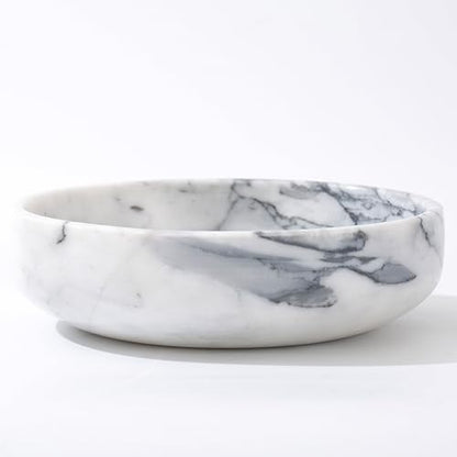 6.7" Decorative Bowl - Natural Marble Key Bowl & Centerpiece (White & Grey) - color: White&Grey