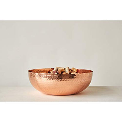 Creative Co-Op Round Hammered Metal Bowl, Copper Finish - color: Copper Finish