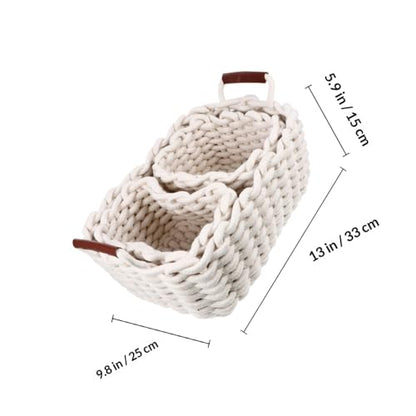 3Pcs Eco-friendly Nesting Storage Baskets with Handles Versatile Woven Boxes for Household Organization and Home Decoration Safe for Play