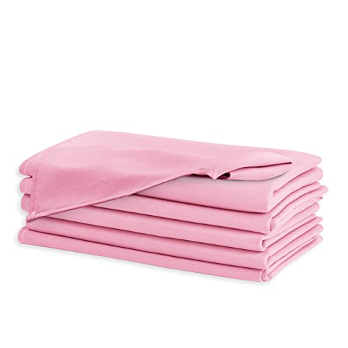 Cloth Napkins Set of 6, 18 x 18 Inch, Washable Pink Dinner Napkins with Hemmed Edges for Restaurant, Wedding and Holiday - color: Pink, size: 18" x 18" (Set of 6)