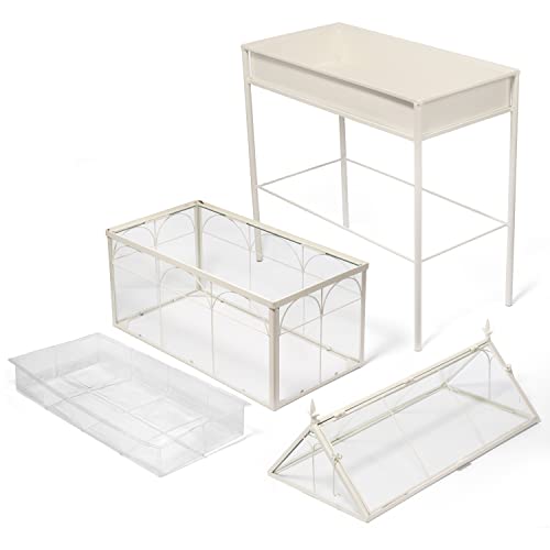 H Potter Freestanding Wardian Case Terrarium, Large | Metal and Glass, Indoor Greenhouse Display Cabinet, Victorian Plant Stand, Gable Roof, 48 Inch Tall - size: Large