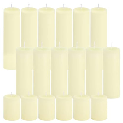 Ivroy Pillar Candles Bulk Set of 18，Hurricane Candles，3 Different Lengths 2 x 3/6/8 Inch (6 Each)，Dripless Unscented Smokeless，Gives You a Better Atmosphere When Organizing an Event Party. - color: 18 Flat-top, size: 2 x 3/6/8 Inch