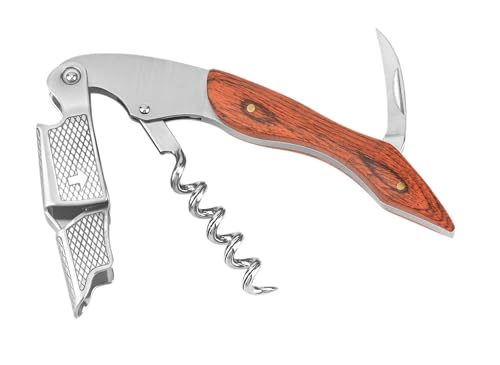ELEGANTZ Wine Bottle Opener Set – Premium Corkscrew with Foil Cutter & Beer Bottle Opener – Ergonomic Wooden Handle for Smooth Cork Removal – Sommelier Accessories Gift for Wine Lovers - color: Pakka Wood