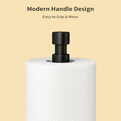 3.9lbs Heavy Duty Paper Towel Holder Countertop Weighted Base Black | Stainles Steel,Modern Standing Countertop Dispenser for Kitchen,Easy One-Handed Tear - color: Black