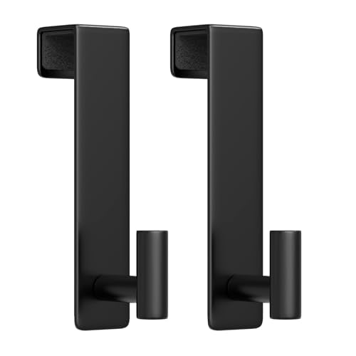 HUFEEOH Over The Door Hooks 2-Pack, Heavy Stainless Steel Coat & Towel Rack, No Drilling Scratch-Free Over Door Hanger Dorm Essentials Bathroom Accessories, Fits 1-3/4" Doors (Black) (T Shape) - color: Black, size: Fits 1-3/4" Thick Door - "T" Shape 2 Pac