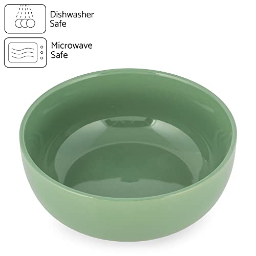 Elanze Designs Bistro Glossy Ceramic 7 inch Dinnerware Bowls Set of 4 - Perfect for Everyday uses from Pasta to Salad, Cereal to Ice cream, Ramen to Pho, Sage Green - color: Sage Green, style: 7 inch Cereal Salad