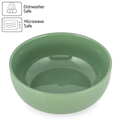 Elanze Designs Bistro Glossy Ceramic 7 inch Dinnerware Bowls Set of 4 - Perfect for Everyday uses from Pasta to Salad, Cereal to Ice cream, Ramen to Pho, Sage Green - color: Sage Green, style: 7 inch Cereal Salad