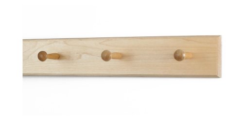 Solid Maple Shaker Peg Rack (Natural, 18" x 3.5" with 3 pegs) - size: 18" x 3.5" with 3 pegs