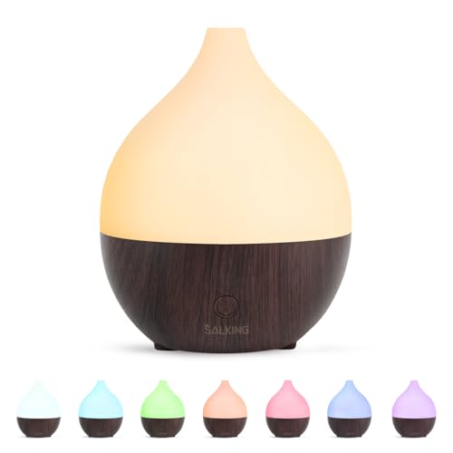 SALKING Essential Oil Diffuser for Home, 100ml Ultrasonic Diffusers, Dark | Aromatherapy Diffuser for Essential Oils, 8 Color LED Lights, Cool Mist Humidifier, Auto Shut-Off, Quiet, for Bedroom, Office - color: Dark Wooden Grain
