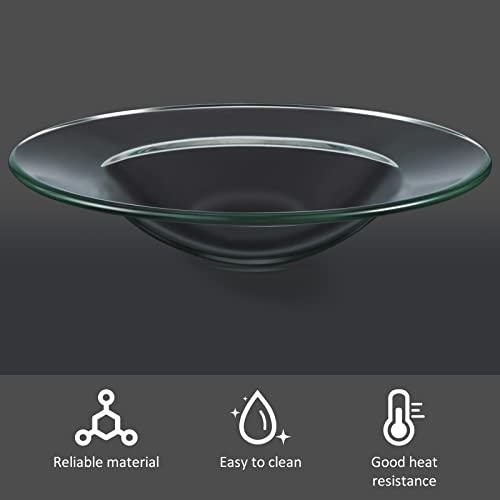 EQUSUPRO 4" Replacement Glass Round Dish Bowl for Oil Wax Melt Warmers Burners (Clear Glass)
