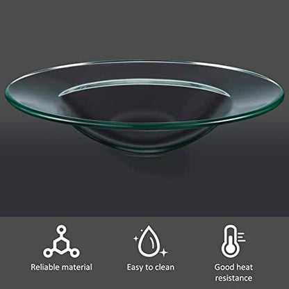 EQUSUPRO 4" Replacement Glass Round Dish Bowl for Oil Wax Melt Warmers Burners (Clear Glass)