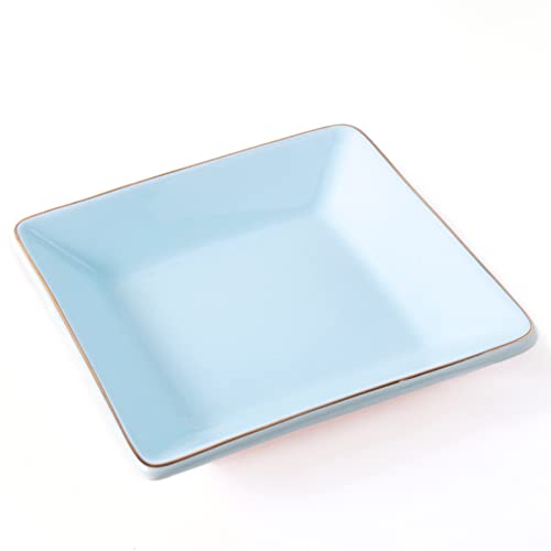 HANKOR Ceramic Jewelry Dish Tray, Decorative Trinket Tray Holder for Ring Earring Key, Gift for Women Girls, 4.7inch (Light Blue) - color: Light Blue