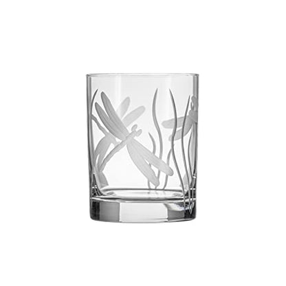Rolf Glass Dragonfly Double Old Fashioned Glass | 13oz Etched Whiskey Tumbler | Set of 2 | Lead-Free Etched Glassware | Made in the USA (Set of 2) - color: DOF 2 Set