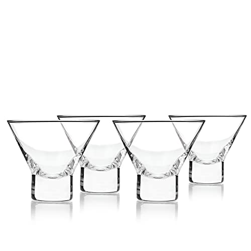 Viski Crystal Stemless Martini Glasses - Fun Cocktail Glasses, Crystal Clear Coupe Glass Gift Set, 7.5 oz, Martini Glasses Set of 4 - style: Stemless Martini Glasses