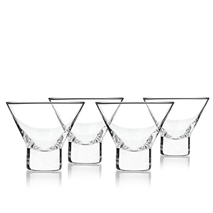 Viski Crystal Stemless Martini Glasses - Fun Cocktail Glasses, Crystal Clear Coupe Glass Gift Set, 7.5 oz, Martini Glasses Set of 4 - style: Stemless Martini Glasses