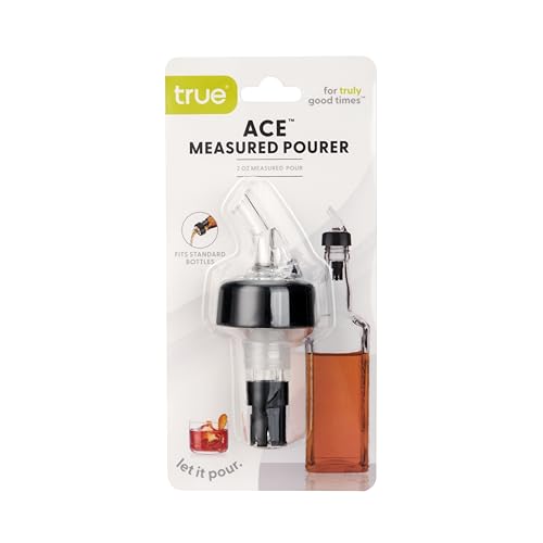 TRUE Ace Measured Liquor Pour Spout 2 Ounce Pourer, Fits Standard Bottles, Set of 1, White - size: Set of 1