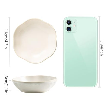 BEUNAIZER Ceramic Ring Dish, 4.3 in Flower Jewelry Tray with Raised Sides | Keeps rings, earrings, keys and hair accessories visible on a vanity, nightstand or bathroom counter. - color: white