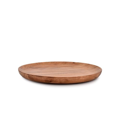 Acacia Wood Dinner Plates Set of 4 for Dishes Snack, Dessert Natural Wood Plates Serving Dinnerware Plate for Dinner (8" x 8" x 0.75")