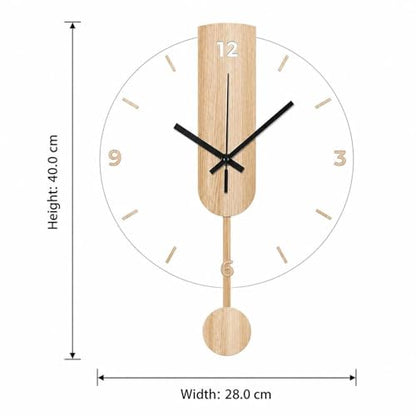 Qianly Wall Clock Silent Minimalist Hanging Timepiece Wooden Modern Finish Quiet Movement Acrylic Decor Suitable for Family Gatherings Office Living Room, S