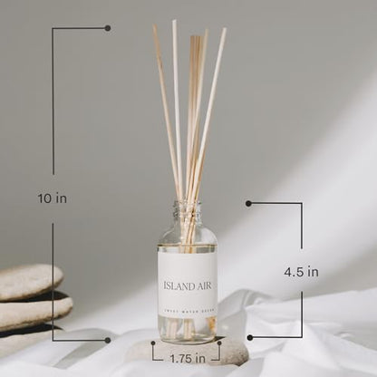 Sweet Water Decor Island Air Reed Diffuser Set | Tropical Fruits, Citrus, Sugar, Exotic Mountain Greens | Long Lasting | Summer Diffuser Oil - style: Island Air