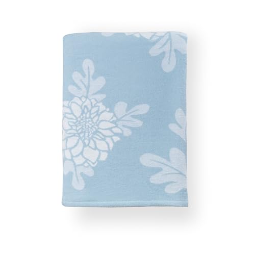 Hofdeco Premium Coastal Decorative Throw Blanket for Patio Couch Sofa, Baby Blue Dahlia Floral with Piping, 52"x65" - color: Baby Blue Dahlia Floral 52"x65"