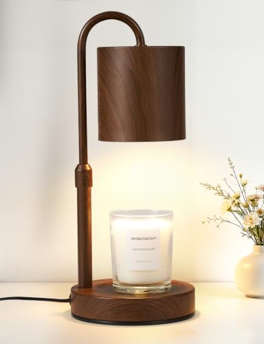 Dimmable Candle Warmer Lamp with Timer, Height Adjustable Electric Candle Wax Warmer, Birthday Gifts for Women Mom, House Warming Gifts New Home Decor, Solid Wood Base, Walnut Wood Grain - color: Walnut Wood Grain