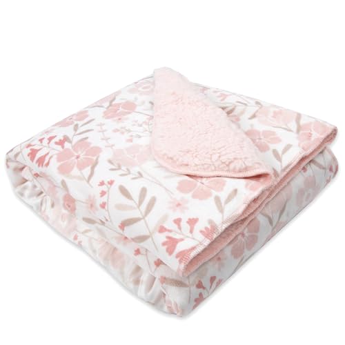 Baby Essentials Sherpa Fleece Baby Blanket 35x30 – Super Soft, Warm Reversible Baby Blankets for Newborns, Infants, Toddlers, and Nursery - color: Flower Gardens