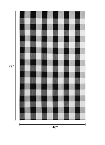KOZYFLY Buffalo Plaid Area Rug 4 x 6 Ft Black and White Checkered Rug Washable Outdoor Rugs Cotton Rugs for Bedroom Front Door Mat Carpet for Front Porch Living Room Dining Room Kitchen | Washable Outdoor Rugs, Cotton Front Porch Rug, Woven Front Door Rug
