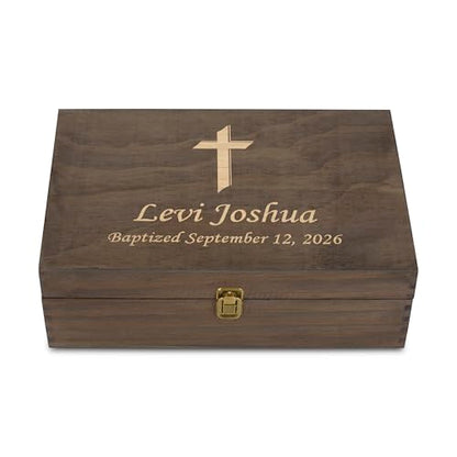 Personalized Memory Box for Keepsakes Baptism Gifts First Communion Christening Wooden Gift Box - Storage Box for Girls, Boys Custom Engraved Keepsake Boxes for Jewelry Memento Photos Storage - style: 2. Baptism Designs