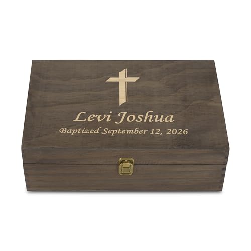 Personalized Memory Box for Keepsakes Baptism Gifts First Communion Christening Wooden Gift Box - Storage Box for Girls, Boys Custom Engraved Keepsake Boxes for Jewelry Memento Photos Storage - style: 2. Baptism Designs