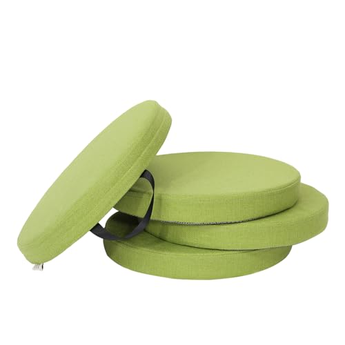 4PCS Floor Cushion | Floor Round Seat Cushions | 16''x2'' Chair Cushion with Removable Cover and Handle for Indoor Furniture (Green) - color: Green