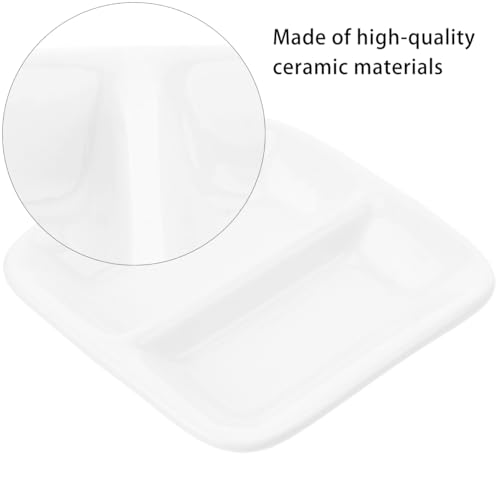 DOITOOL Ceramic Appetizer Serving Tray 2-Compartment Divided Sauce Dish for Soy Sauce Condiments Dips Spice Dish Tray 3.07 Inch Snack Serving for Kitchen Dining Entertaining