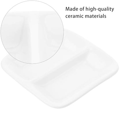DOITOOL Ceramic Appetizer Serving Tray 2-Compartment Divided Sauce Dish for Soy Sauce Condiments Dips Spice Dish Tray 3.07 Inch Snack Serving for Kitchen Dining Entertaining