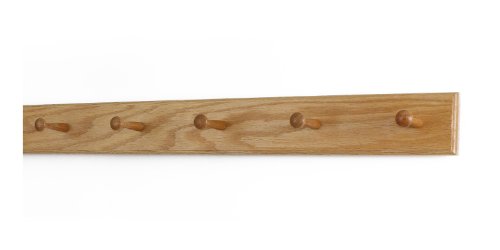 Solid Oak Shaker Peg Rack Made in The USA - Natural Stain 29 x 3.5 Inches with 5 Pegs - color: Natural, size: 29" x 3.5" with 5 pegs