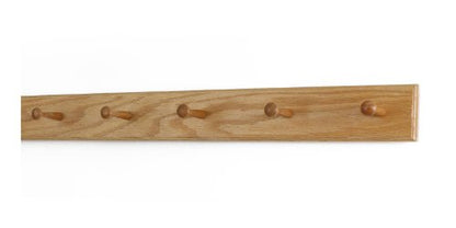 Solid Oak Shaker Peg Rack Made in The USA - Natural Stain 29 x 3.5 Inches with 5 Pegs - color: Natural, size: 29" x 3.5" with 5 pegs