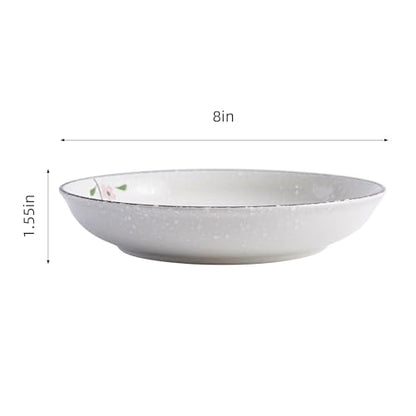 8 Inch Ceramic Pasta Bowls Salad Bowls Large Ceramic Serving Bowls for Soup, Dessert, Shallow Bowls Plates for Dinner (4Pack, Pink Sakura) - color: Pink Sakura