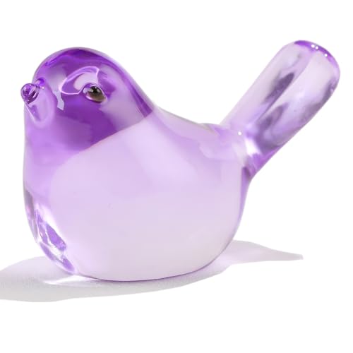 Ornalrist Crystal Purple Birds Figurines Home Decor, Glass Art Birds Collectible Figurines Paperweights Crystal Decor Gifts for Women Mom Friends (Purple) - color: Purple