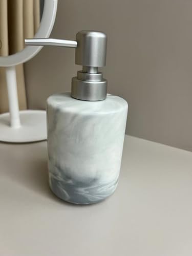 350ML Bathroom Soap Dispenser Set，Marble 3-Piece Countertop Organizer | Marble ceramic is suitable for soap storage on the washstand, liquid detergent on the sink, and lotion bottle on the dresser - color: Grey Ink Wash