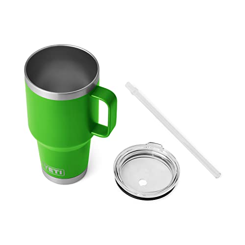 YETI Rambler 35 oz Tumbler with Handle and Straw Lid, Travel Mug Water Tumbler, Vacuum Insulated Cup with Handle, Stainless Steel, Canopy Green - color: Canopy Green, style: 35oz
