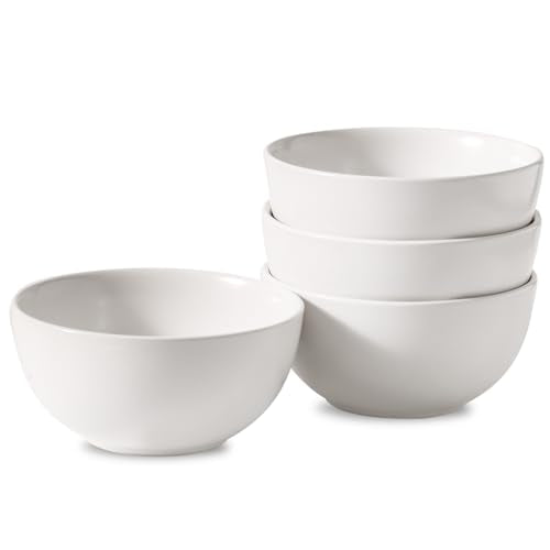 Cereal Bowls Set of 4, 24 oz Bowls for Kitchen, Ceramic Bowls for Salad, Fruit, Breakfast, Dessert, Stoneware Soup Bowls, Dishwasher & Microwave Safe, Matte White - color: Matte White, size: Set of 4