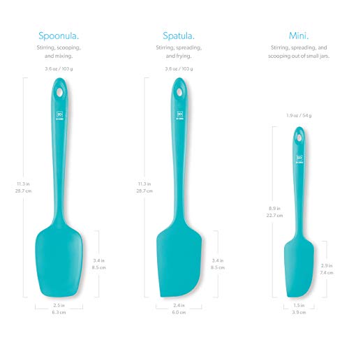 DI ORO Silicone Spatula Set - 600F Heat Resistant, 3-Pc Teal | Rubber scraper won't scratch nonstick pans; For baking, cooking, mixing, and frosting; BPA-free and dishwasher safe - color: Teal