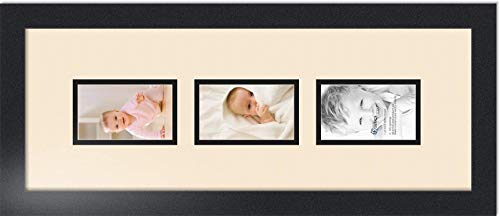 ArtToFrames Collage Photo Frame Double Mat with 3 - 3x5 Openings and Satin Black Frame - color: Alabaster, size: 3 - 3x5