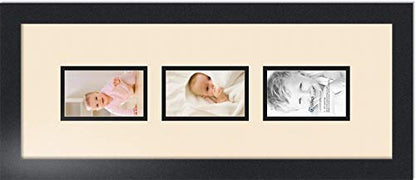 ArtToFrames Collage Photo Frame Double Mat with 3 - 3x5 Openings and Satin Black Frame - color: Alabaster, size: 3 - 3x5