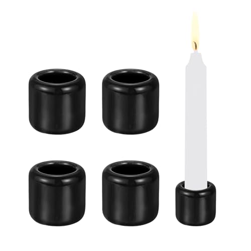 PATIKIL 5 Pcs Chime Candle Holder, 0.7 Inch ID Ceramic Mini Candle Holder for Meditation Spell Supplies Table Centerpieces Home Decoration, Black - color: Black, size: 0.7 Inch