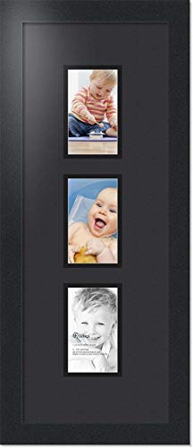 ArtToFrames Collage Photo Frame Double Mat with 3 - 3x5 Openings and Satin Black Frame - color: Black, size: 3 - 3x5