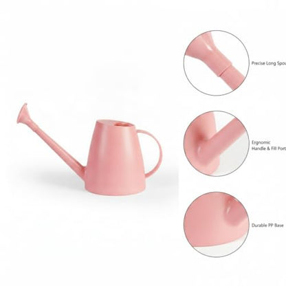 1.8L Long Spout Watering Can for Indoor Plants, Durable PP Plastic Pot Waterer with Precise Flow Control for Home Garden, Balcony & Windowsill - color: Pink