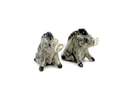 Adorable Mini Ceramic Animal Figurine – Porcelain Miniature Collectible Decor (Gray Wild Boar) - style: Gray Wild Boar