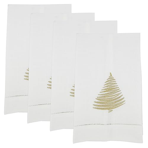 Holly Jolly Embroidered Christmas Tree Guest Towel (Set of 4)