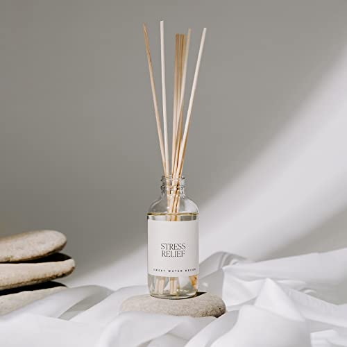 Sweet Water Decor Stress Relief Reed Diffuser Set - Eucalyptus, Spearmint, Citrus, Sage Scented Diffusers - Scent Diffusers for Home, Long Lasting Fragrance, Made in the USA - style: Stress Relief
